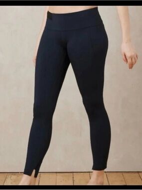 ADAY Crop And Roll Women’s Leggings Low Rise Media Pocket Navy Blue Sz.Small